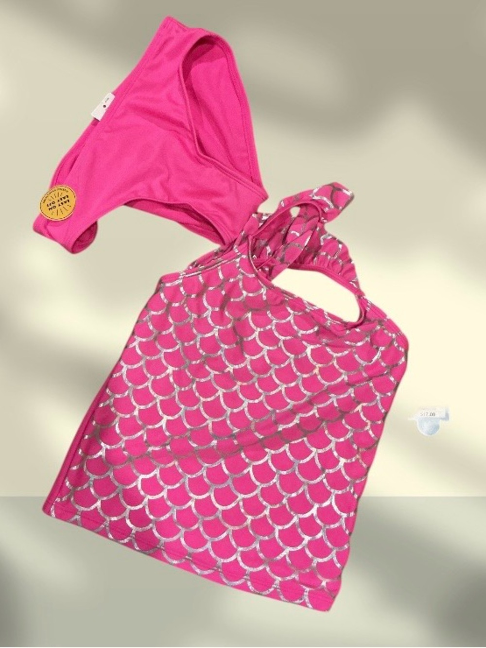 Cat & Jack Bright Pink Bikini Top with Silver Accent